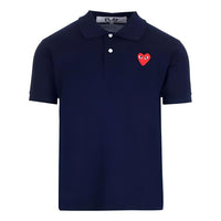 COMME des GARCONS PLAY SS25 Red Emblem Polo Shirt 'Navy' AX-T006-051-2