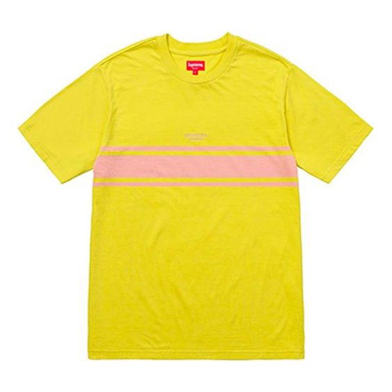 Supreme SS18 Stripe Tee Dark Yellow Logo Tee SUP-SS18-151