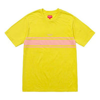 Supreme SS18 Stripe Tee Dark Yellow Logo Tee SUP-SS18-151