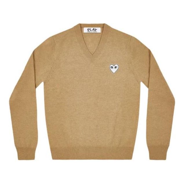COMME des GARCONS PLAY V-Neck Pullover White Emblem 'Camel' AZ-N064-051-2