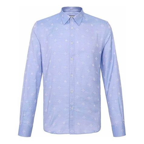 Gucci Bee Star Print Long Sleeve Shirt For Men Blue 452041-Z327C-4910