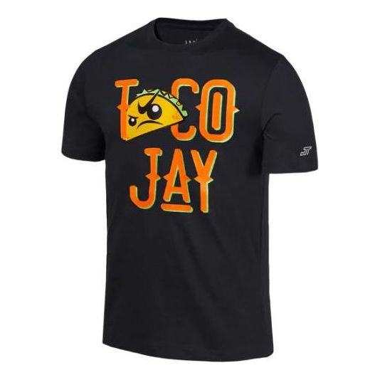Men's Air Jordan x Tatum TACO JAY Crossover Alphabet Printing Round Neck Casual Short Sleeve Black DV5538-010