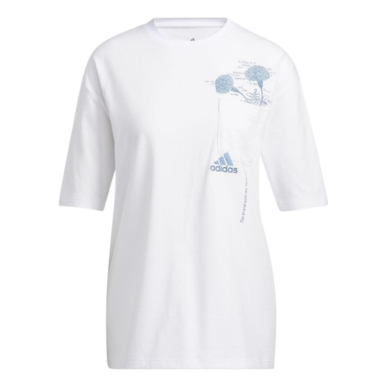(WMNS) adidas Floral Pocket T-Shirt Asia Sizing 'White Blue' H62373