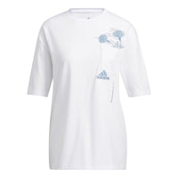 (WMNS) adidas Floral Pocket T-Shirt Asia Sizing 'White Blue' H62373