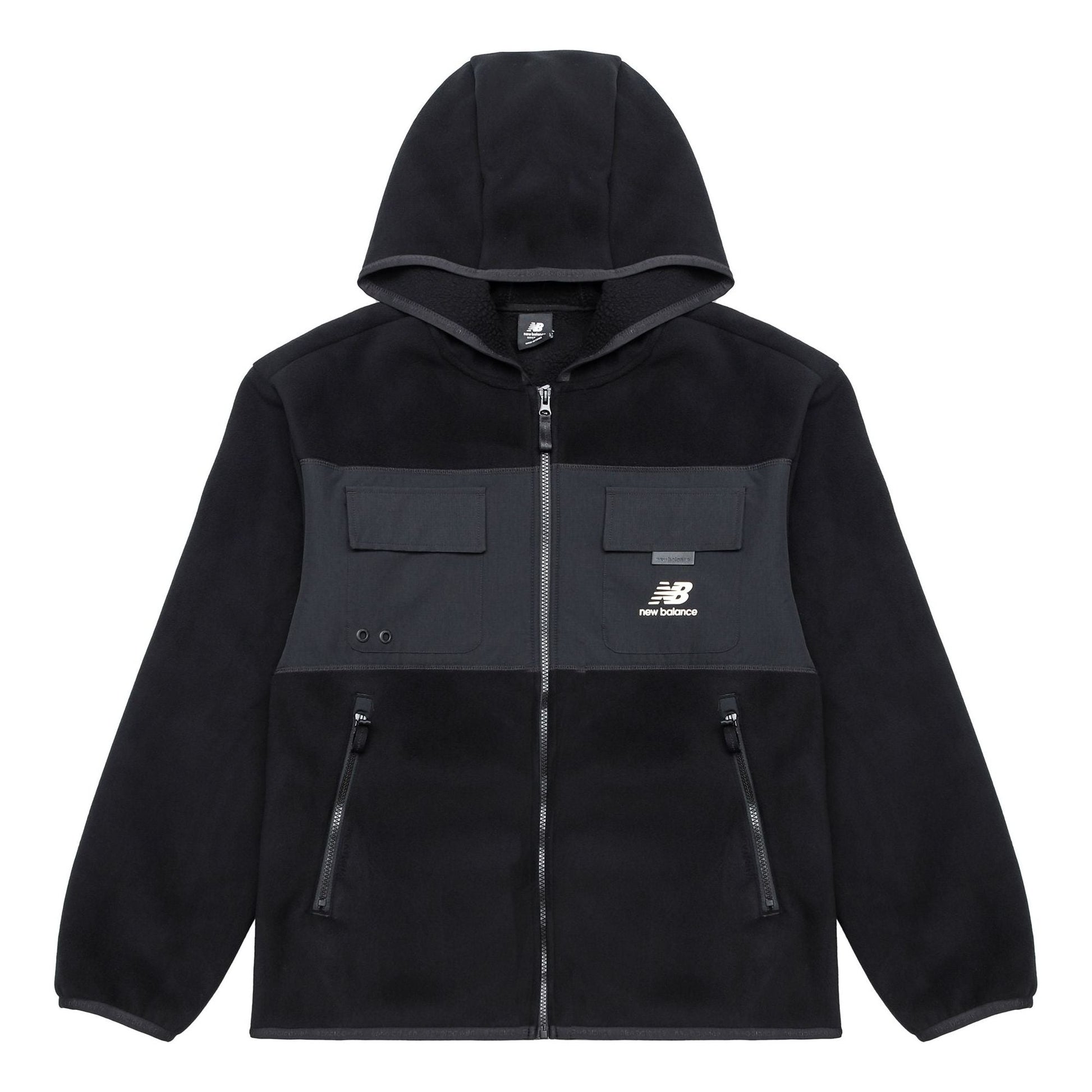 New Balance Alphabet Splicing Contrasting Colors Hooded Jacket Asia Sizing 'Black' AMJ13382-BK