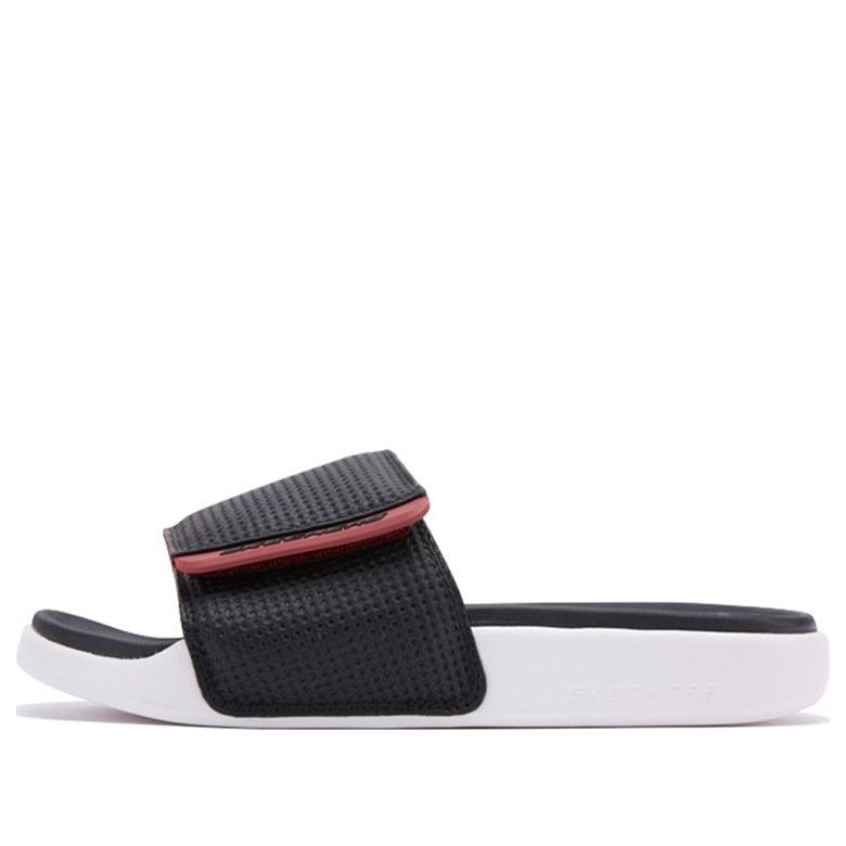 Skechers Velcro Stylish Flat Heel Sports Slippers Black Red 51729-BKRD