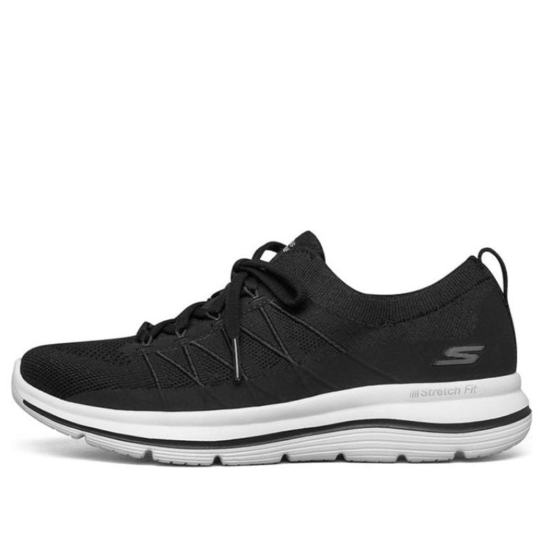 (WMNS) Skechers Go Walk Stretch Fit Running Shoes Black/White 124386-BKW