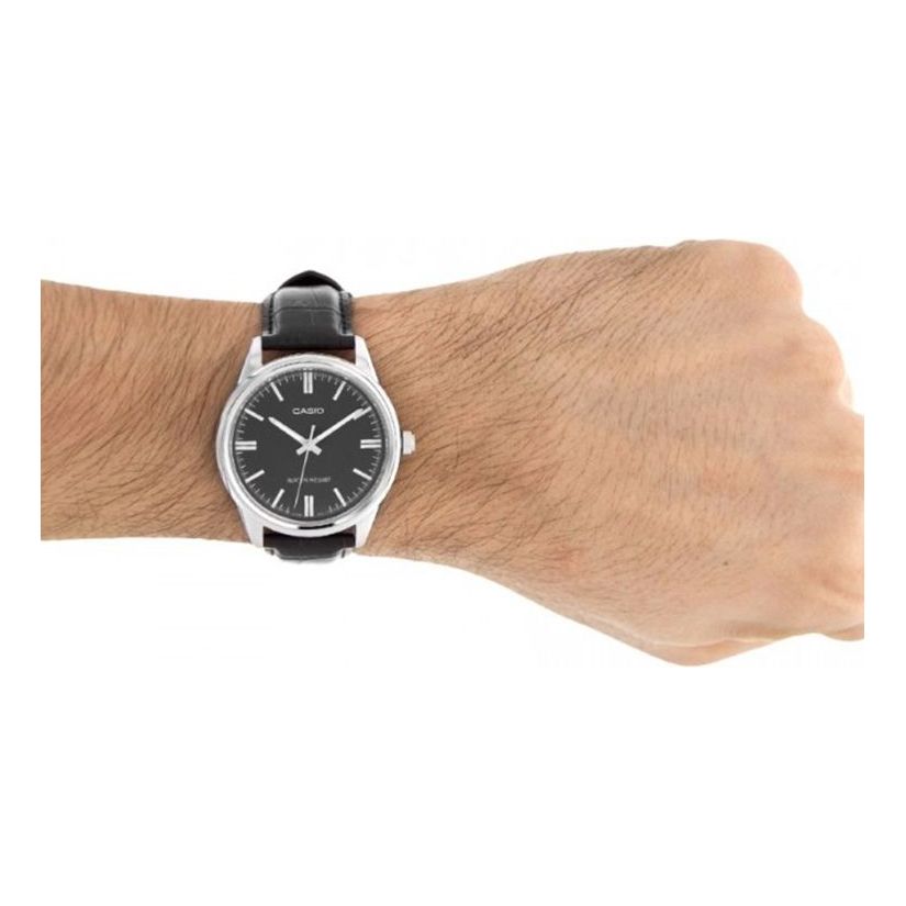 Men's CASIO STANDARD Retro Series Watch Black Dial Mens Black Analog MTP-V005L-1A