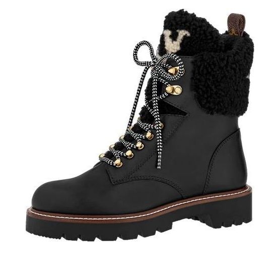 (WMNS) LOUIS VUITTON Territory Shearling Flat Ranger Boots 'Black' 1A95IY