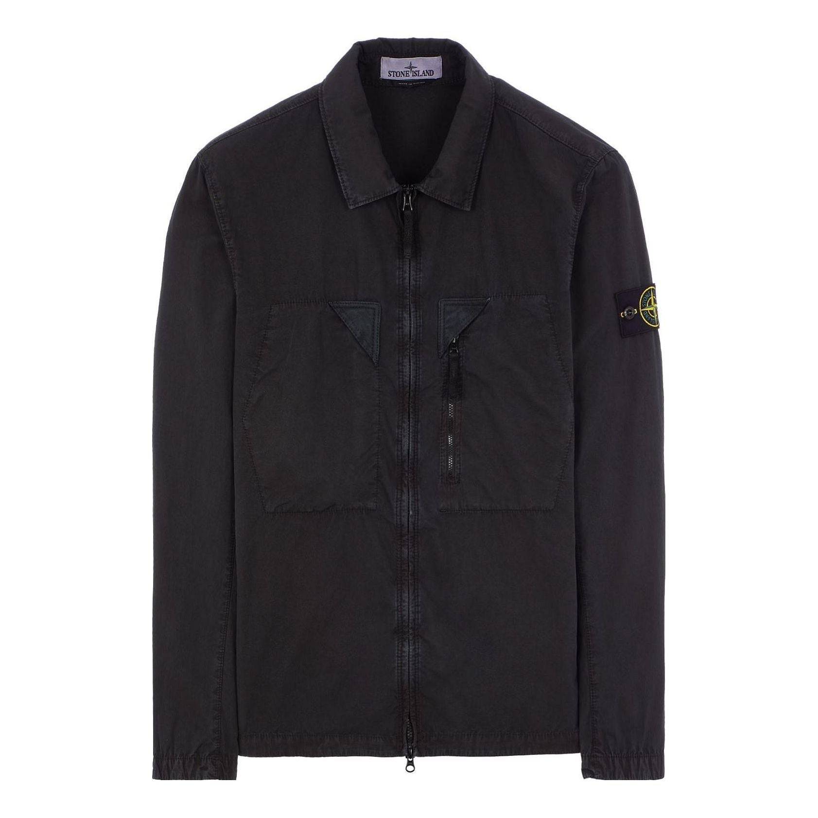 STONE ISLANDBrushed Cotton Canvas Zip Shirt Jacket 'Charcoal' 7815106WN-V0165