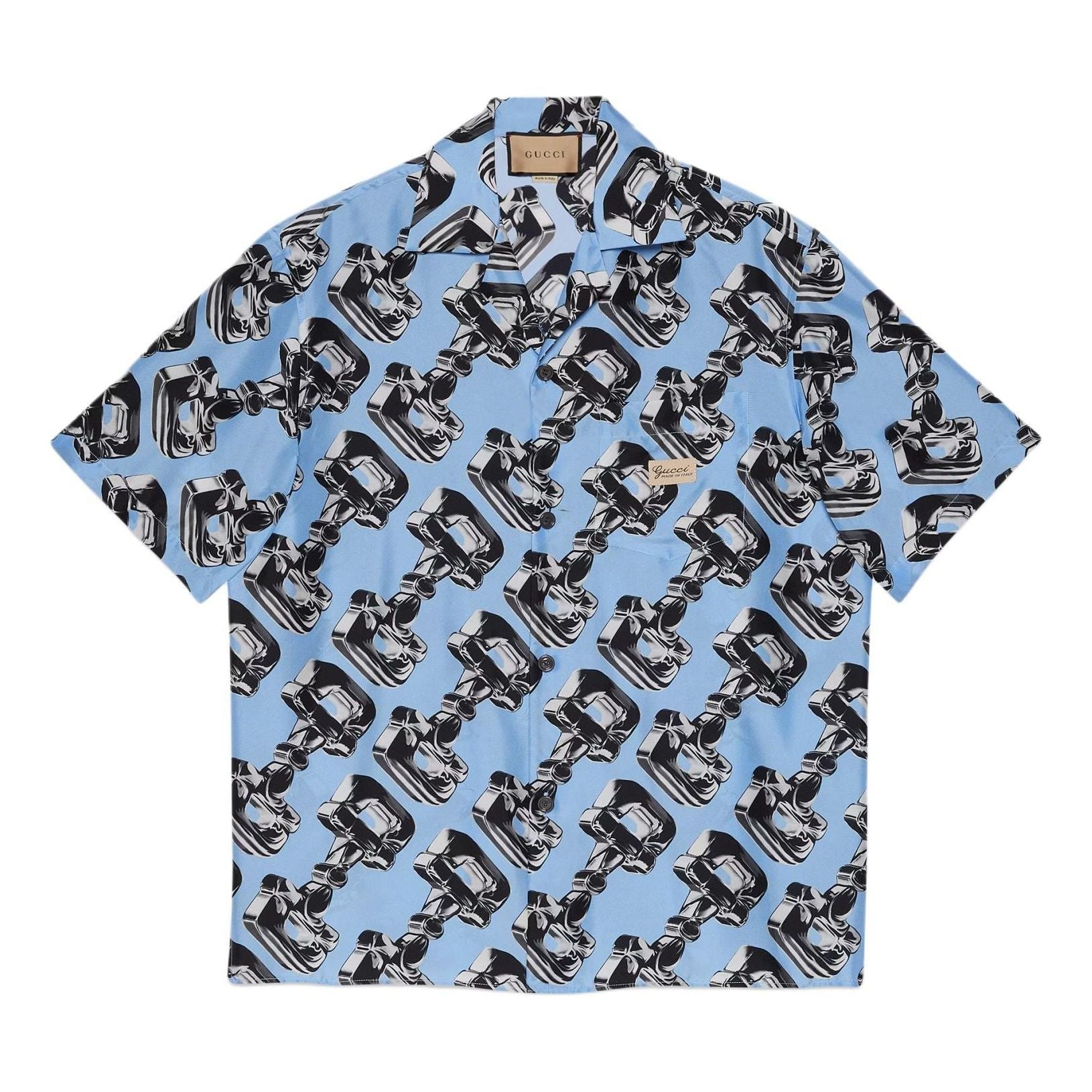 Gucci 3D Glass Horsebit Print Shirt 'Light Blue Grey' 773188-ZAQDW-4834