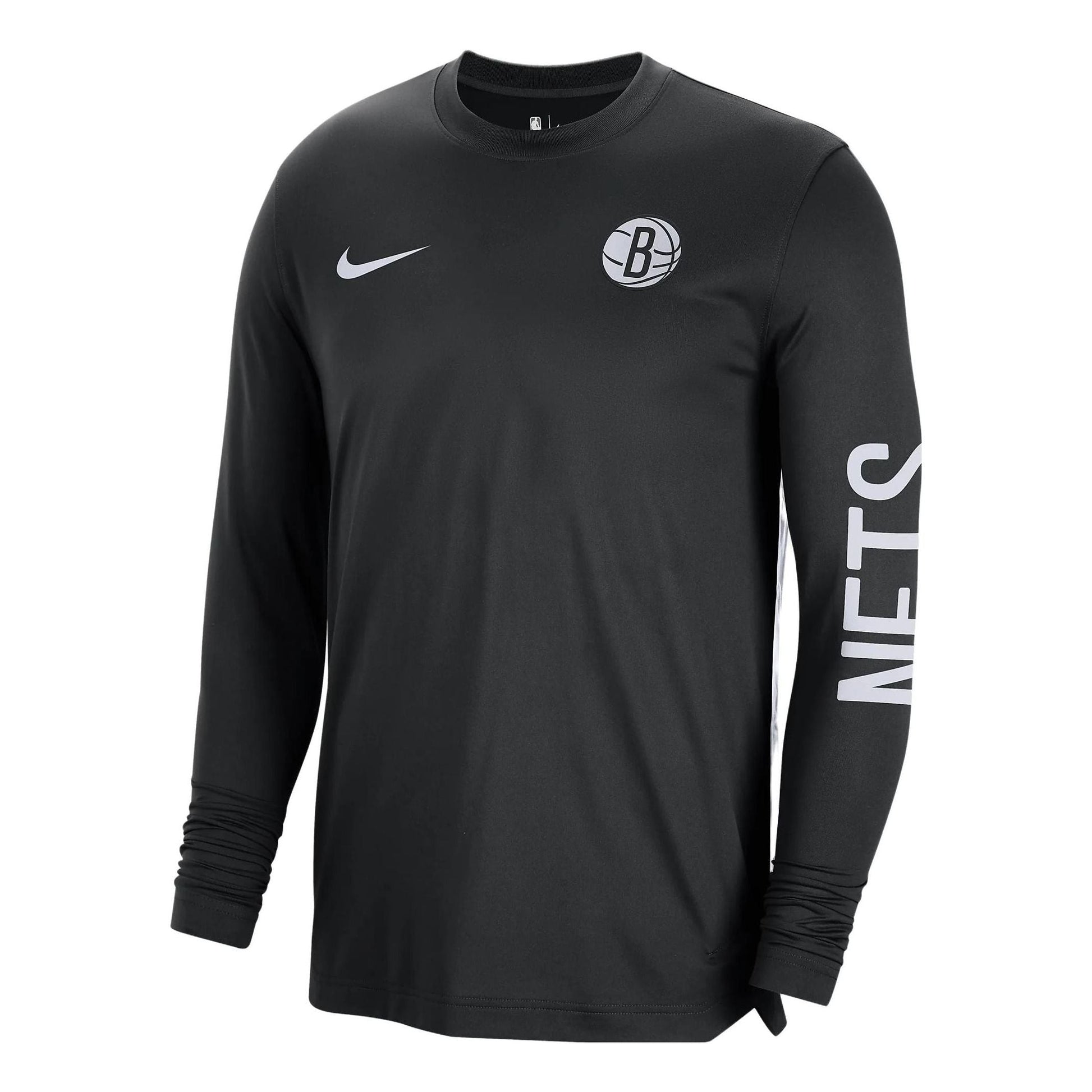Nike x NBA Dri-FIT Brooklyn Nets Long Sleeve Pre-Game T-Shirt 'Black' FB3465-010