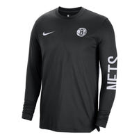 Nike x NBA Dri-FIT Brooklyn Nets Long Sleeve Pre-Game T-Shirt 'Black' FB3465-010