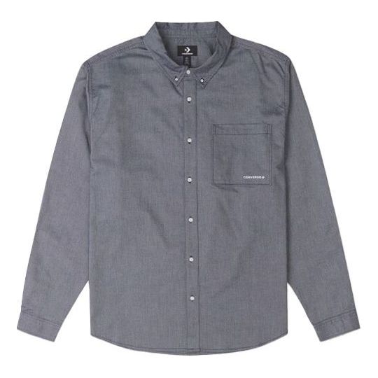 Converse Oxford Button Up Shirt Asia Sizing 'Grey Blue' 10024602-A05