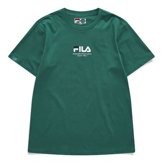 FILA FUSION Casual Sports Round Neck Printing Knit Short Sleeve Green T11M123104F-GN