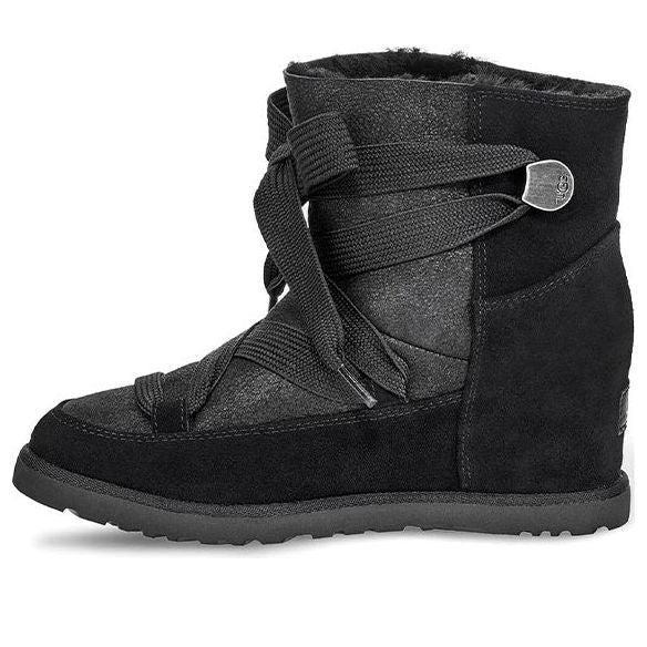 (WMNS) UGG Classic Femme Lace Up Snow Boots Black 1104612-BLK