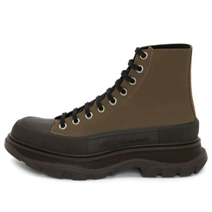 Alexander McQueen Leather Ankle Boots 'Khaki Green' 627206WHYK33238