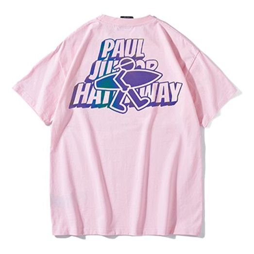 PJs Vigor Surf Laser Colorful Alphabet Pattern Basic Casual Pure Cotton Short Sleeve Unisex Pink 20SSTS1003-P