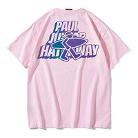 PJs Vigor Surf Laser Colorful Alphabet Pattern Basic Casual Pure Cotton Short Sleeve Unisex Pink 20SSTS1003-P