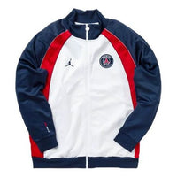 Air Jordan Paris Saint-Germain Colorblock logo Sports Knit Stand Collar Jacket Blue DB6489-100