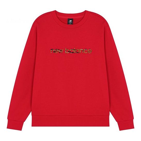 New Balance Camouflage Logo Knit Sports Round Neck Pullover Red AMT21353-ENR
