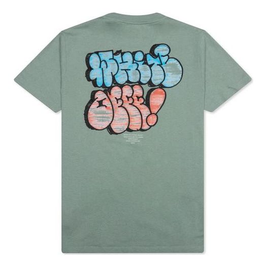 Off-White SS21 Pattern Cartoon Printing Short Sleeve Green OMAA027R21JER0085041