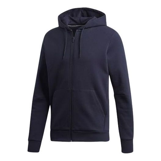 adidas Solid Color Sports Hooded Jacket Blue EB5271