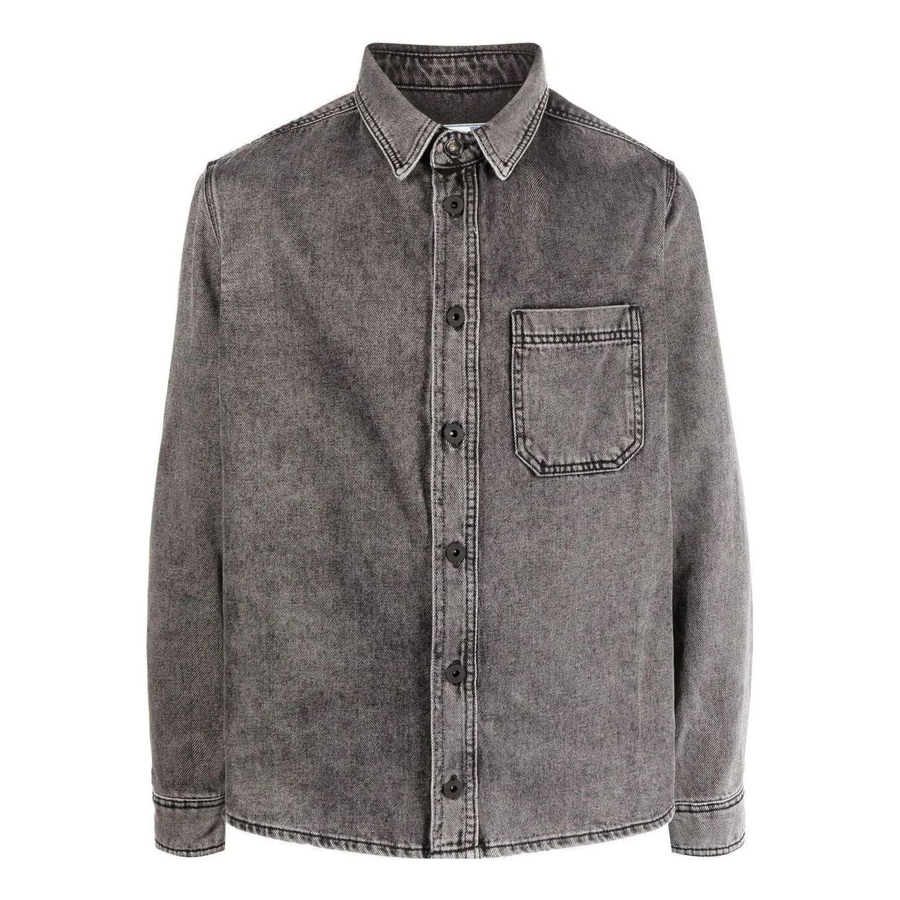 Men's Off-White Chest Denim Long Sleeves Brown Shirt OMYA027C99DEN0041210