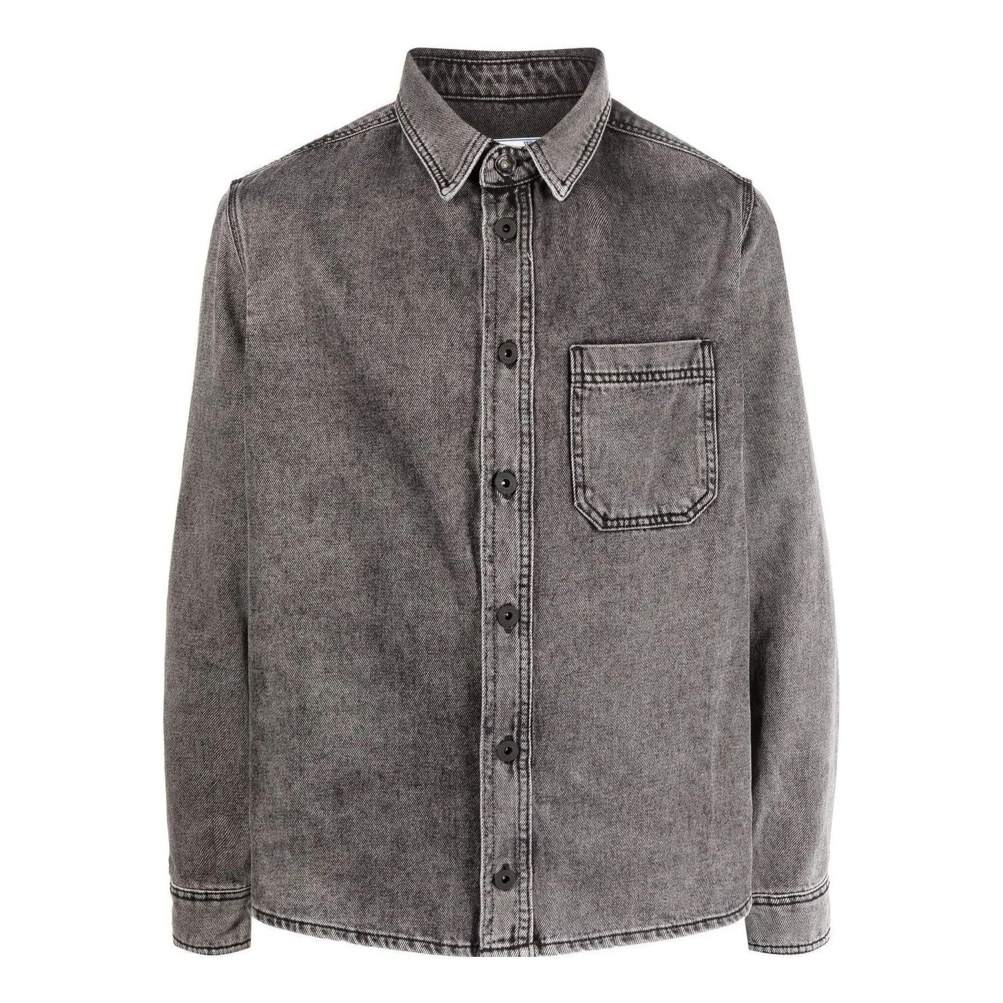 Men's Off-White Chest Denim Long Sleeves Brown Shirt OMYA027C99DEN0041210