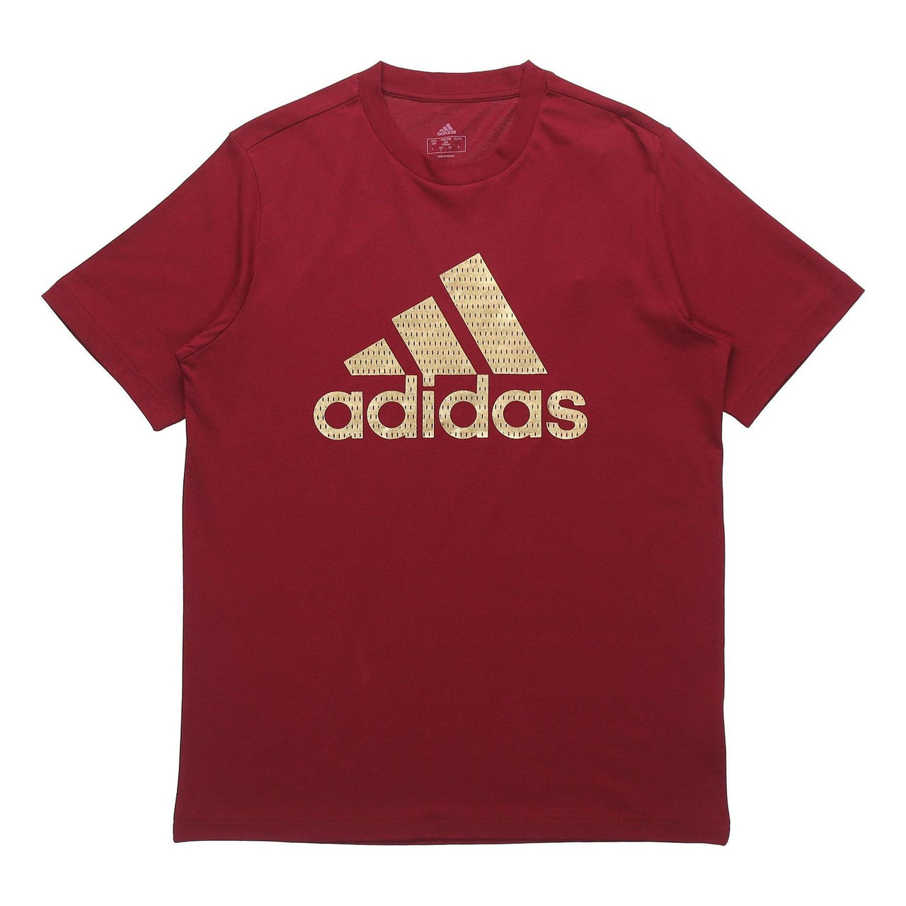 adidas Universal Foil Gold Logo Printing Round Neck Short Sleeve Red GE4699