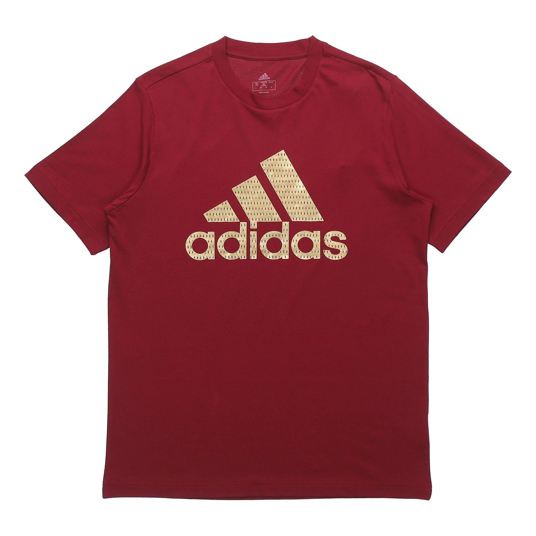 adidas Universal Foil Gold Logo Printing Round Neck Short Sleeve Red GE4699
