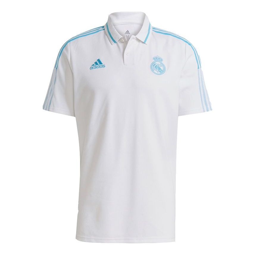 adidas Real Polo Real Madrid Soccer/Football Sports Short Sleeve Polo Shirt White GS0403