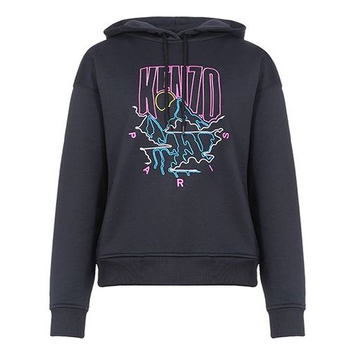 (WMNS) KENZO Abstract Embroidered Pattern Hoodie Black F962SW861958-99