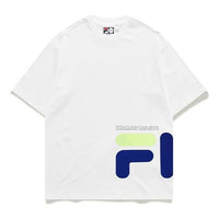 Men's FILA FUSION Contrasting Colors Logo Printing Loose Knit Sports Short Sleeve White T11M122114F-WT