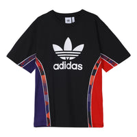 adidas originals Cny Tape Tee New Year Series Splicing Round Collar Male Black GN5446