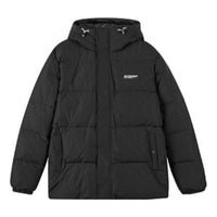 Skechers Letter Logo Printed Hooded Short Down Jacket 'Black White' L422M097-0018