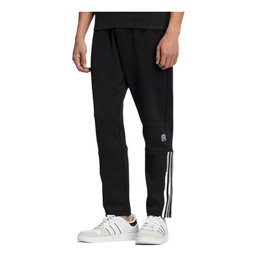 Men's adidas neo Printing Stripe Sports Pants/Trousers/Joggers Black HC9705