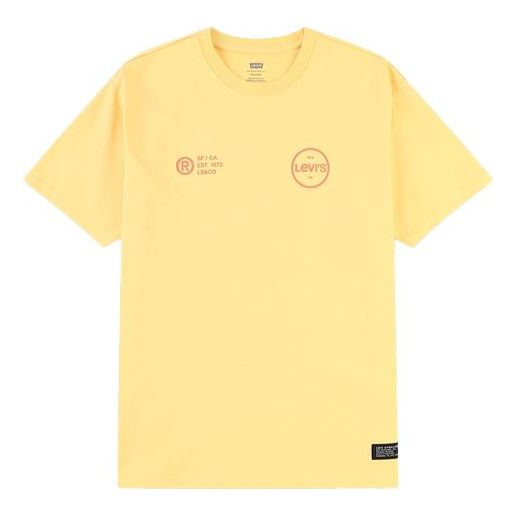 Men's Levis Round Neck Alphabet Printing Short Sleeve Yellow 87373-0004