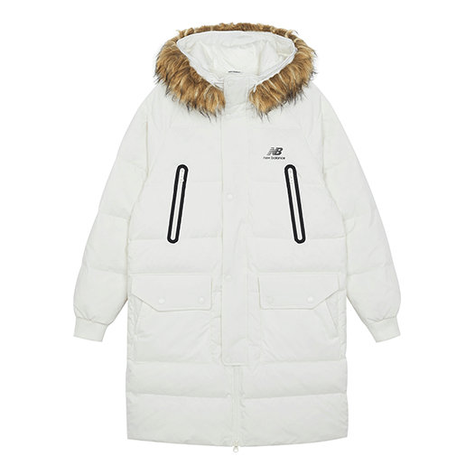New Balance Fur Collar Warm Windproof Down Jacket Asia Sizing 'White' AMJ14321-NMC