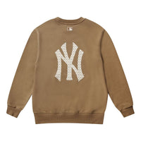 MLB New York Yankees Vintage Embroidery Logo Long-Sleeve Fleece Unisex Khaki 31MTM1041-50B