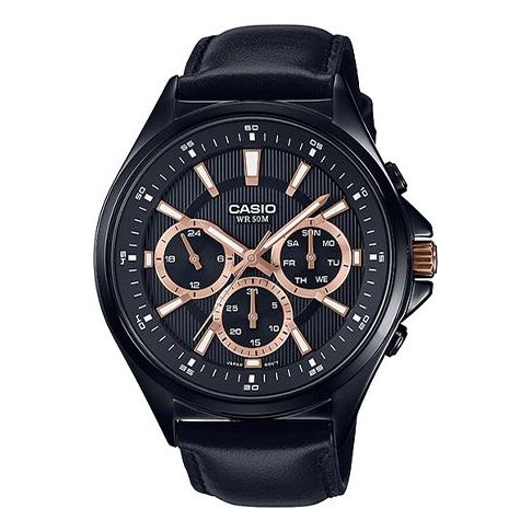 CASIO Waterproof BlackGold Dial Mens BlackGold Analog MTP-E303BL-1A2