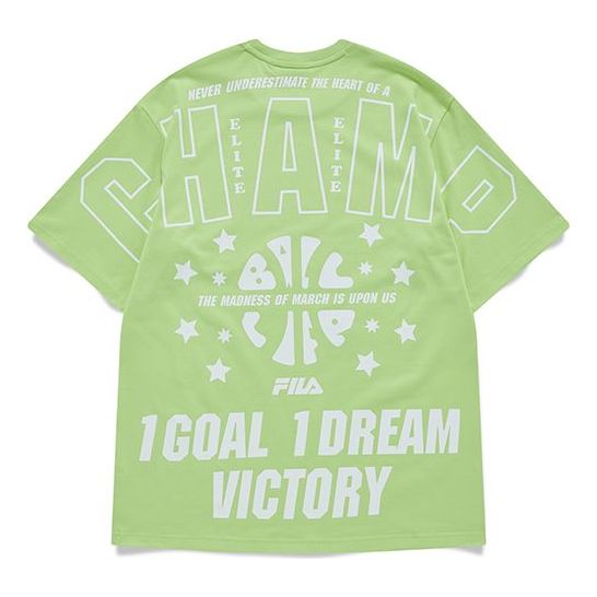 FILA FUSION Back Printing Loose Sports Round Neck Short Sleeve Unisex Green T81U125104A-LG