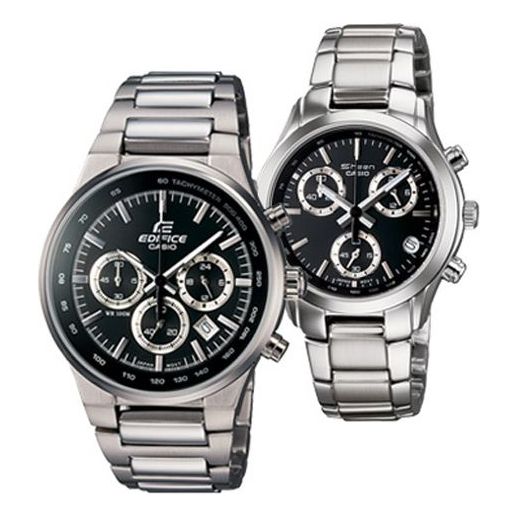 CASIO General EDIFICE & SHEEN Japan / South Korea Fashion Couple Black Analog EF-500BP-1A&SHN-5000BP-1A