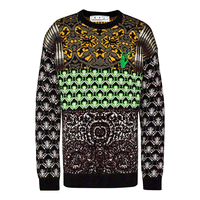 Men's Off-White FW21 Knit Round Neck Long Sleeves Wool Sweater Loose Fit Black OMHE059F20KNI0010955