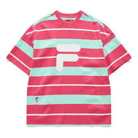 FILA FUSION Contrasting Colors Stripe Loose Sports Short Sleeve Light Lilac Purple T-Shirt T11W122114F-PC