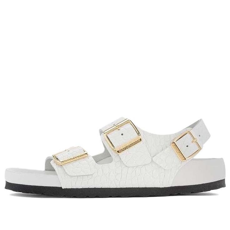 (WMNS) Birkenstock Milano Embossed Leather Narrow Fit Sandals 'Emboss white' 1024235