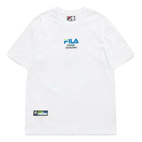 Men's FILA FUSION Basketball Printing Loose Sports Short Sleeve White T11M125107F-WT