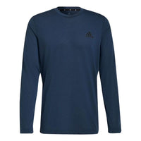 Men's adidas Solid Color Logo Casual Long Sleeves Blue T-Shirt GT5564