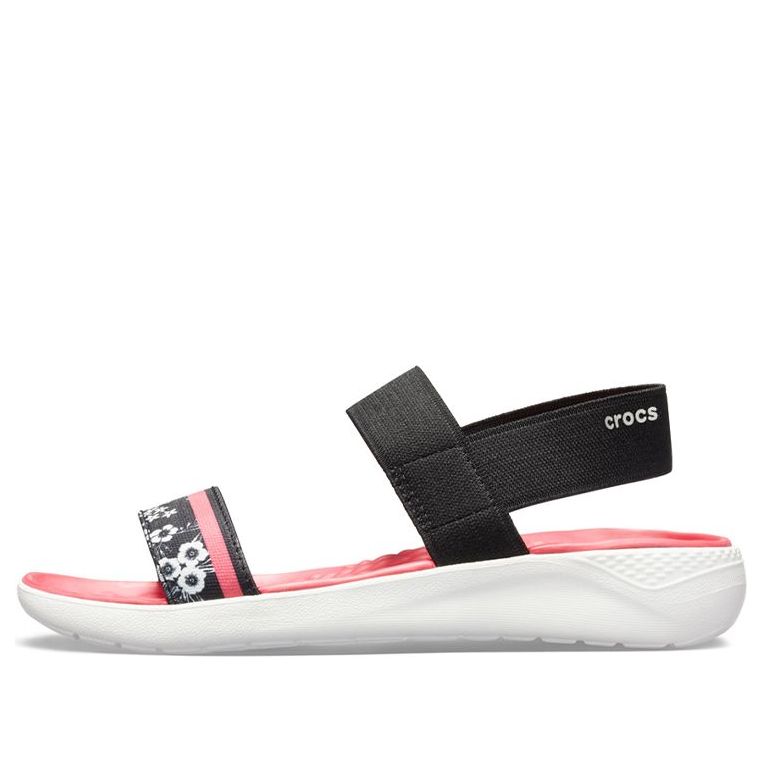 (WMNS) Crocs LiteRide Pattern Outdoor Open Toe Black Red Sandals 'Black Red' 205868-066