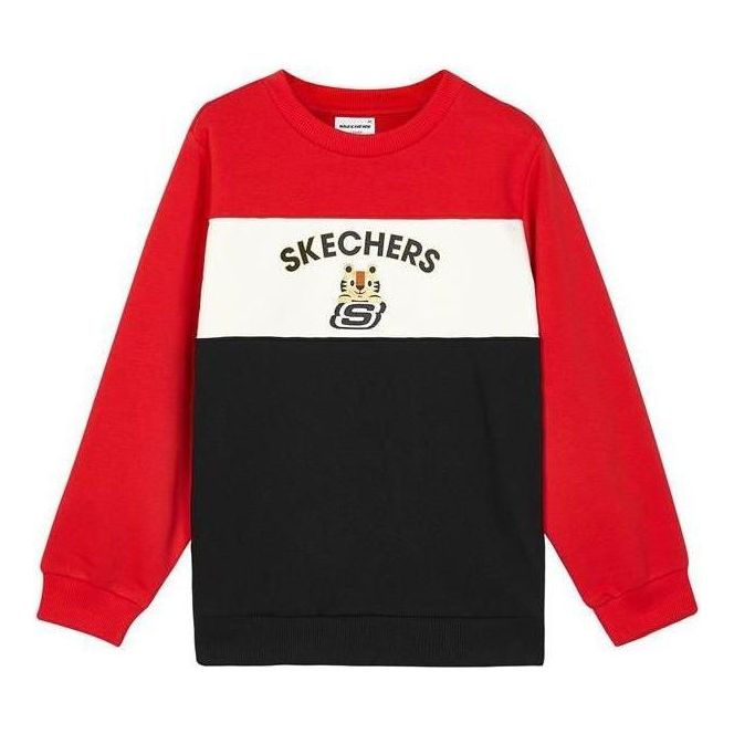 (GS) Skechers Logo Printed Crew Sweater 'Black Red White' L122B059